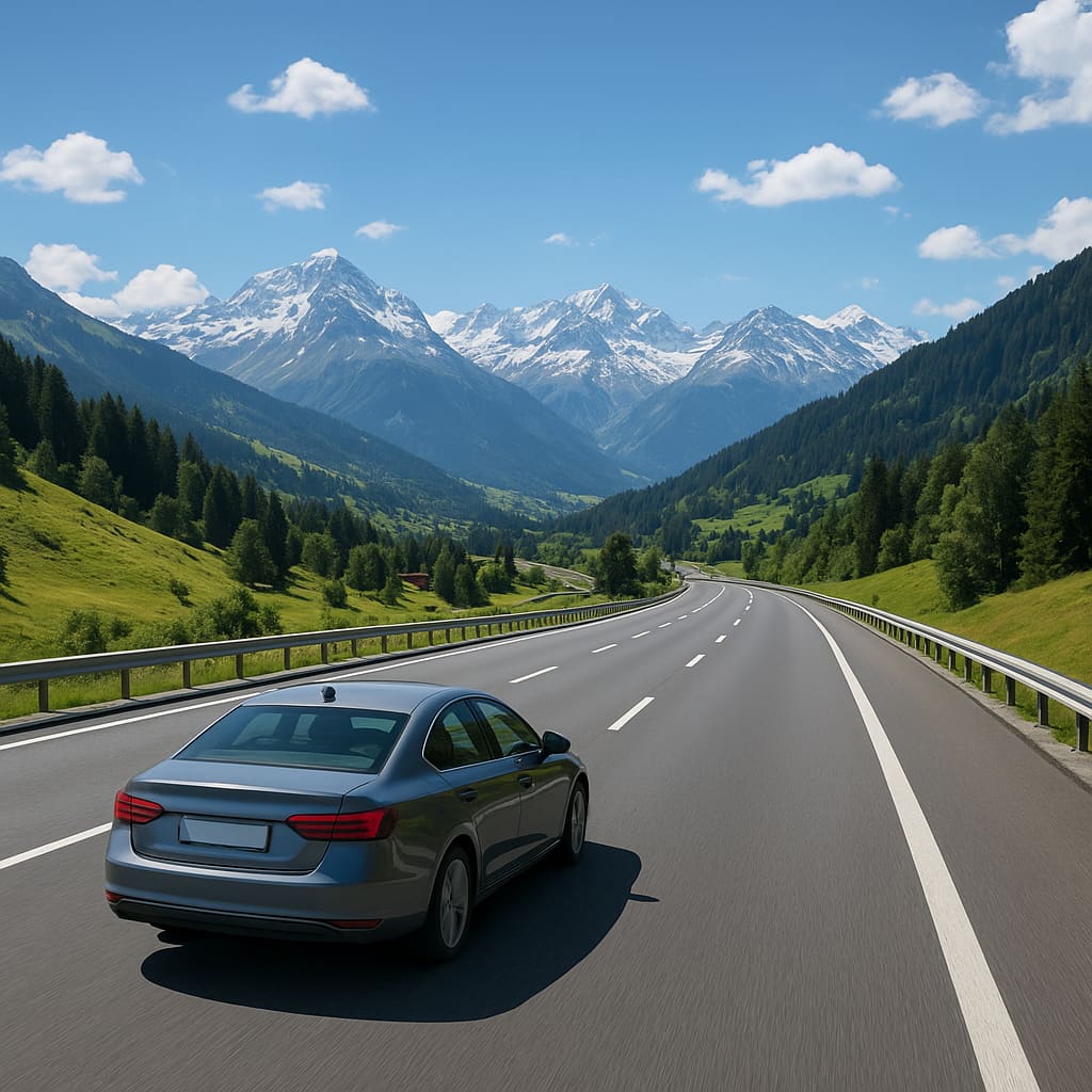 Schweizer Autobahn mit Bergen